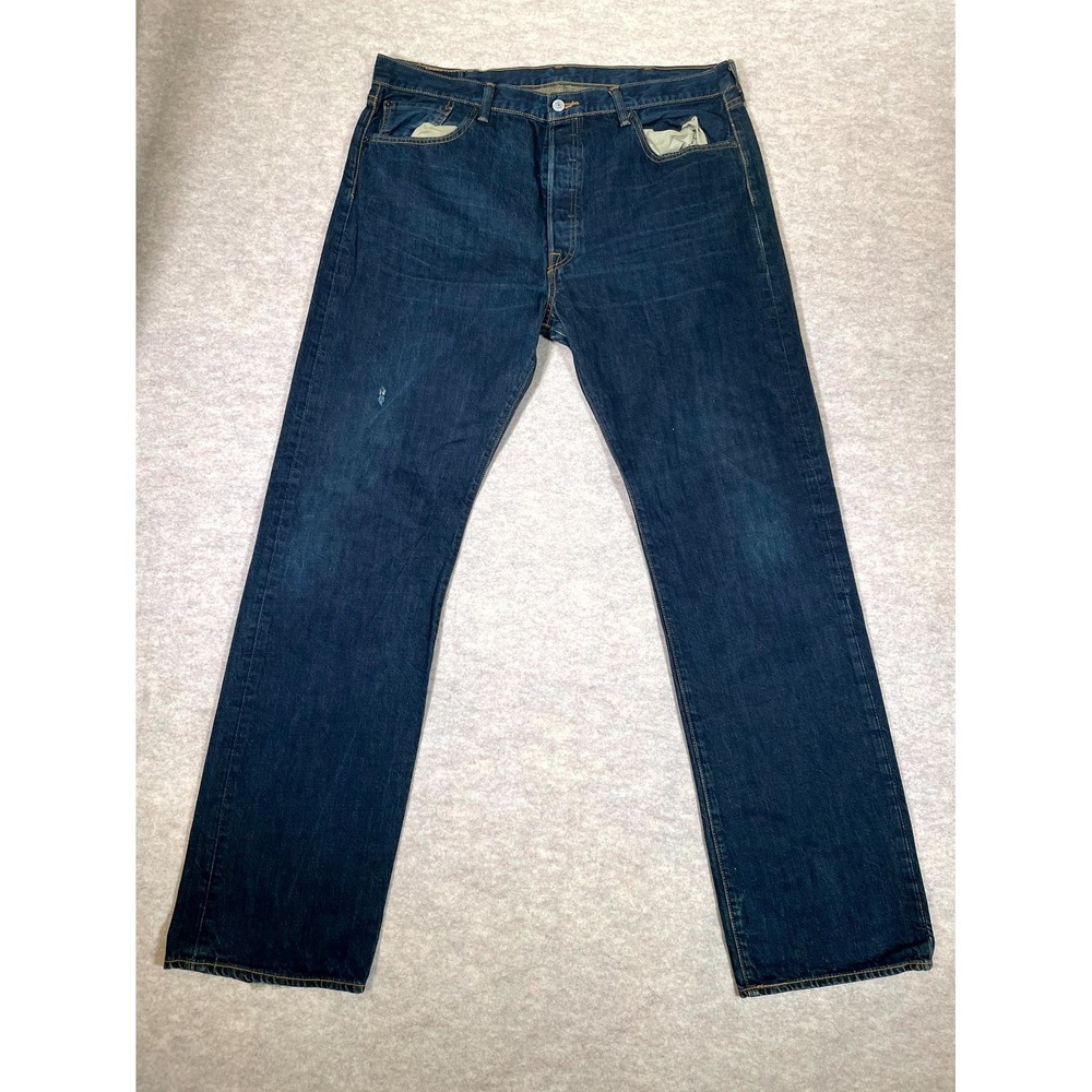 Levis 501 Original Fit Jeans Mens 38x34 Blue Denim Cotton Dark Wash Straight Leg